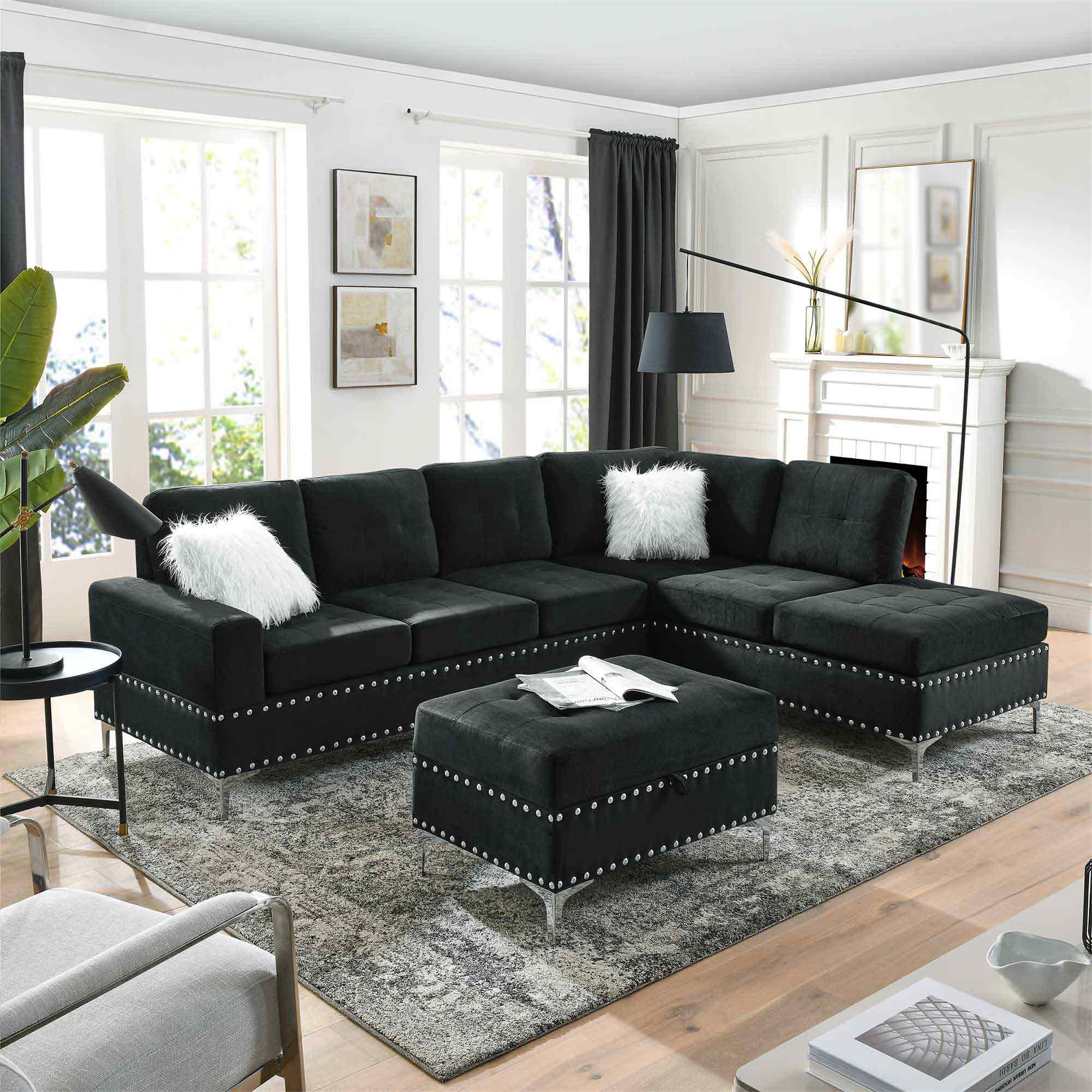Sectional 3-Seaters Sofa with Reversible Chaise