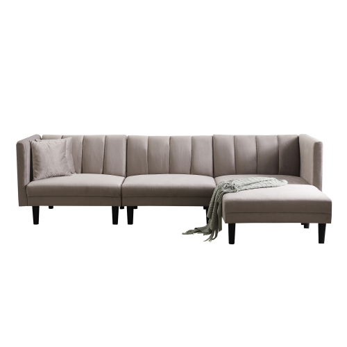 Reversible Sectional Sofa Sleeper with 2 Pillows