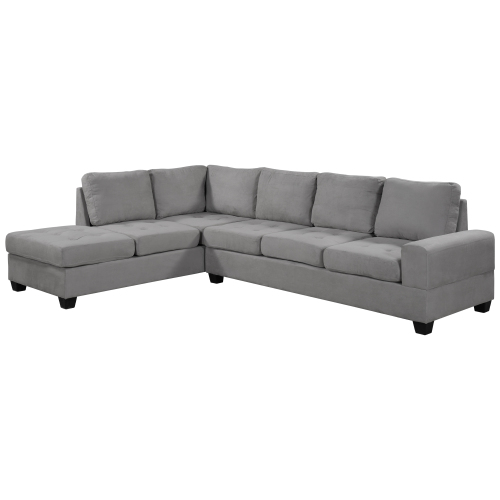 Modern Sectional Sofa with Reversible Chaise, L Shaped  Couch Set with Storage Ottoman and Two Cup Holders for Living Room