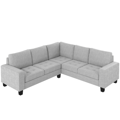 Sectional Corner Sofa L-shape Couch Space Saving with Storage Ottoman & Cup Holders Design for Large Space Dorm Apartment,Light Grey