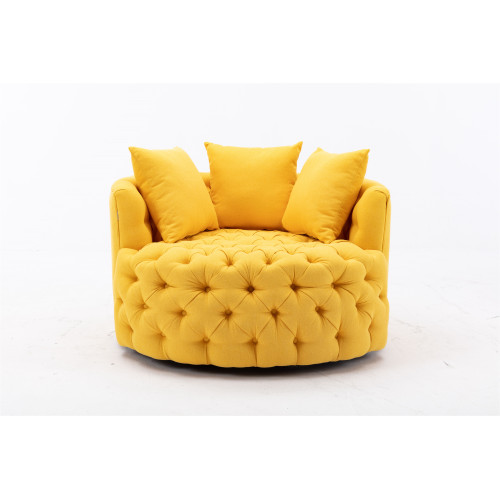 Modern Akili swivel accent chair barrel chair for hotel living room / Modern leisure chair Yellow fabric