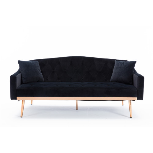Velvet Sofa , Accent sofa .loveseat sofa with Stainless feet Black Velvet