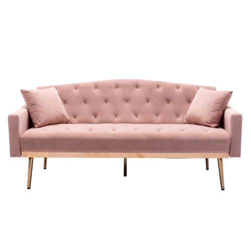 Velvet Sofa , Accent sofa .loveseat sofa with Stainless feet Pink Velvet